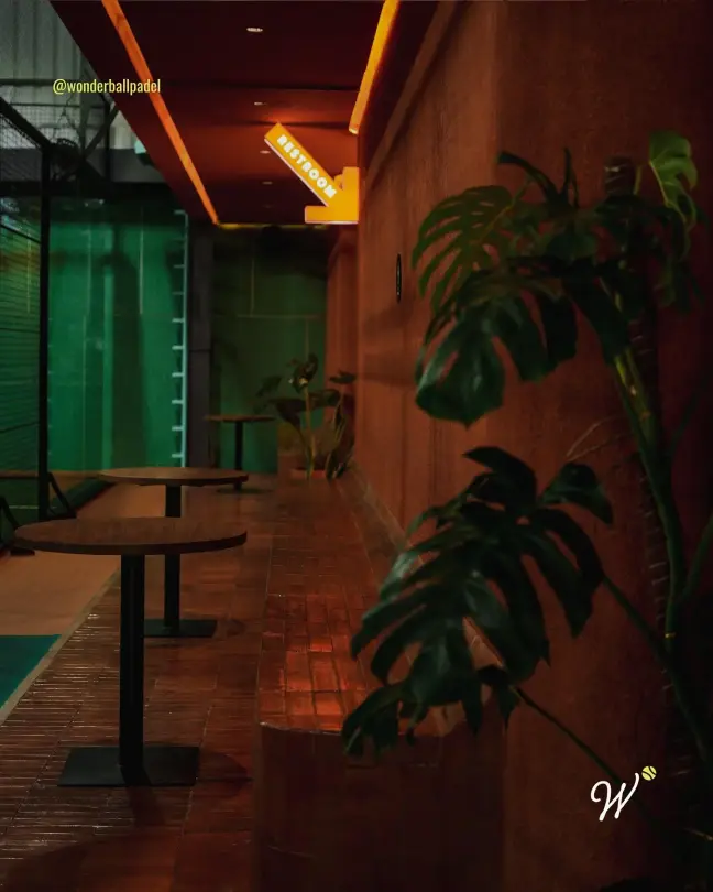 Terracotta corridor with monstera